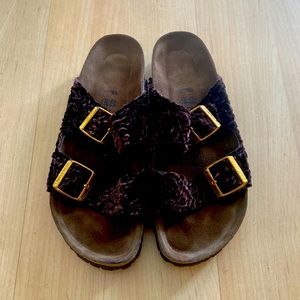 Birkenstock Arizona Sandals Persian Crushed Velvet in Brown